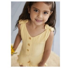 5T Modern Moments By Gerber toddler Girl Sleeveless Ruffle Romper gauze cotton